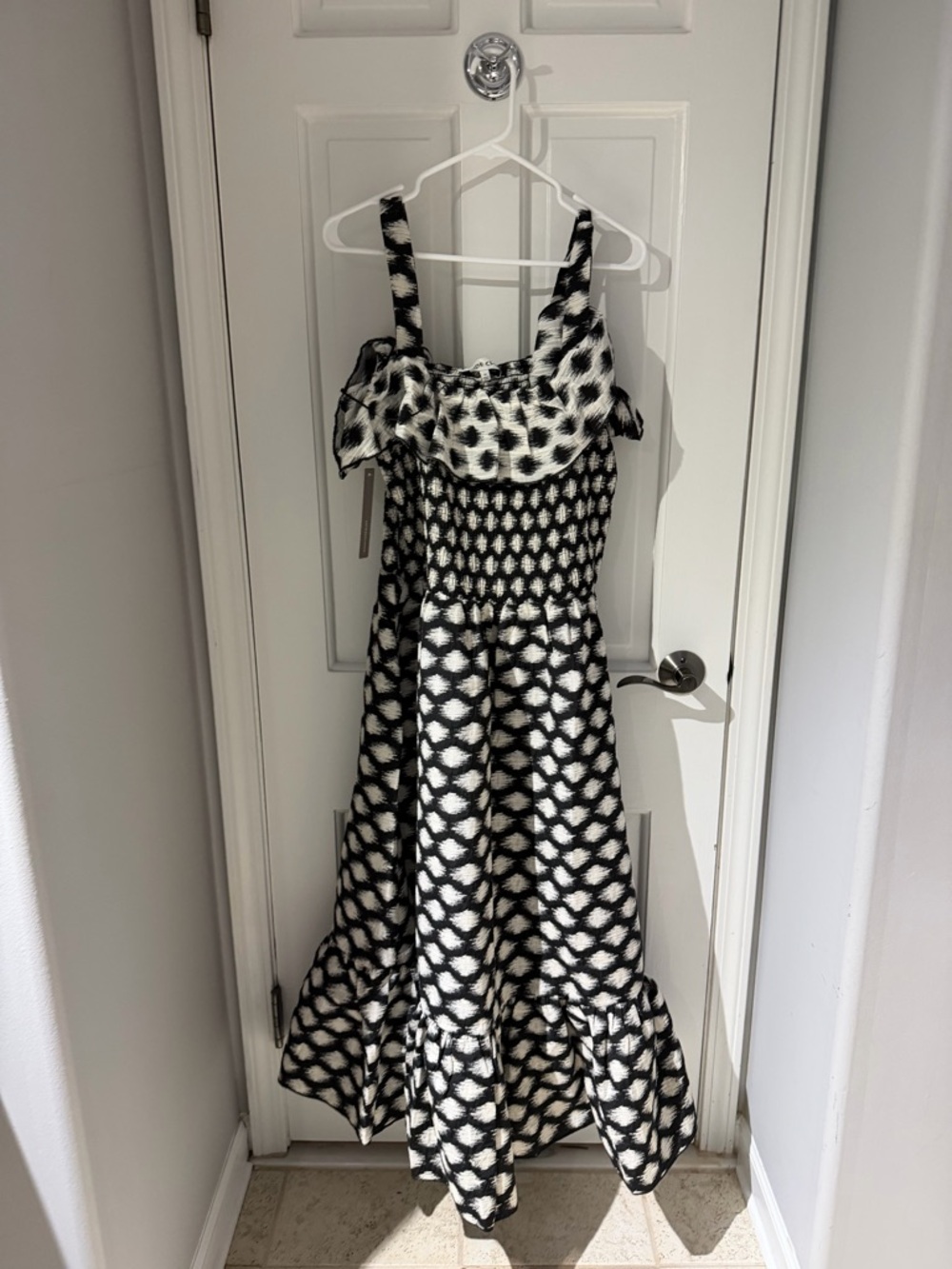 Maude Black and White Smocked Tiered Dress from Anthropologie - Picture 5 of 8